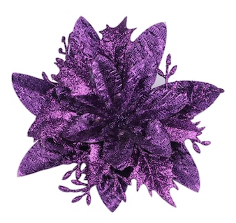 Foto 1 | Foto 1 | Adornos Para Árbol De Navidad Yycraft Con Purpurina, Flor De Pascua, 15 Cm, 12 Unidades - Venta Internacional.