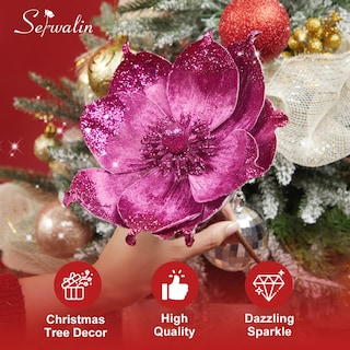 Foto 4 | Foto 4 | Magnolias Navideñas Serwalin, 8 Pulgadas, Rosa Intenso, 6 Unidades - Venta Internacional.