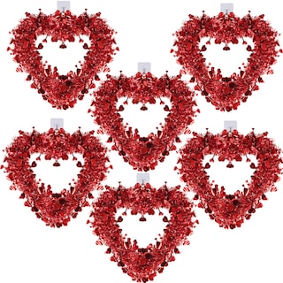 Foto 1 | Foto 1 | Coronas De Corazón De San Valentín, Paquete De 6, Oropel Rojo En Forma De Corazón - Venta Internacional.