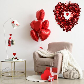 Foto 3 | Foto 3 | Corona Sggvecsy de Oropel en Forma de Corazón 45 cm Rojo - Venta Internacional