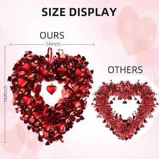 Foto 6 | Foto 6 | Corona Sggvecsy de Oropel en Forma de Corazón 45 cm Rojo - Venta Internacional