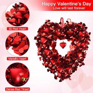 Foto 7 | Foto 7 | Corona Sggvecsy de Oropel en Forma de Corazón 45 cm Rojo - Venta Internacional