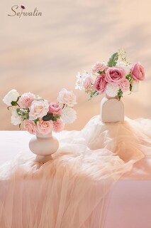 Foto 3 | Foto 3 | Flores Artificiales Falsas De Color Rosa Serwalin Para Ramos De Boda - Venta Internacional.