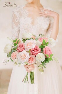 Foto 6 | Foto 6 | Flores Artificiales Falsas De Color Rosa Serwalin Para Ramos De Boda - Venta Internacional.