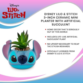 Foto 7 | Foto 7 | Minimoleta Disney Lilo & Stitch De Cerámica Con Suculentas - Venta Internacional.