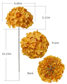 Foto 6 | Foto 6 | Cabezas Artificiales De Hortensia Duhouse Silk, 6 Unidades, Color Amarillo Mostaza - Venta Internacional.