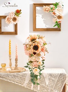 Foto 5 | Foto 5 | Ramos De Boda Serwalin, 28 Cm, Para Novia, Dama De Honor, Champán - Venta Internacional.