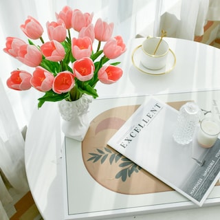 Foto 5 | Foto 5 | Flores Artificiales De Seda Con Forma De Tulipán Mandy, Color Rosa Claro, 12 Unidades - Venta Internacional.