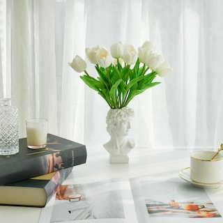 Foto 6 | Foto 6 | Flores Artificiales De Seda Con Forma De Tulipán, Color Blanco Mandy, 12 X 35 Cm - Venta Internacional.