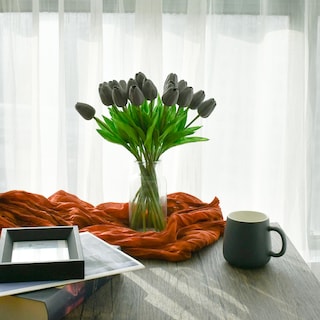 Foto 4 | Foto 4 | Flores Artificiales De Seda Con Forma De Tulipán Mandy, Color Gris Oscuro, 20 Unidades - Venta Internacional.