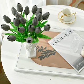 Foto 5 | Foto 5 | Flores Artificiales De Seda Con Forma De Tulipán Mandy, Color Gris Oscuro, 20 Unidades - Venta Internacional.