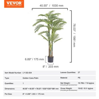 Foto 7 | Foto 7 | Palmera Artificial De Caña Dorada Vevor De 2 M Con Antivuelco - Venta Internacional.