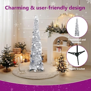 Foto 6 | Foto 6 | Árbol De Navidad Artificial Vidaxl Plateado Brillante 120 Cm - Venta Internacional.