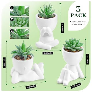 Foto 2 | Foto 2 | Set De Plantas Suculentas Artificiales De 3 Piezas Con Macetas Para Decoración Del Hogar - Venta Internacional.