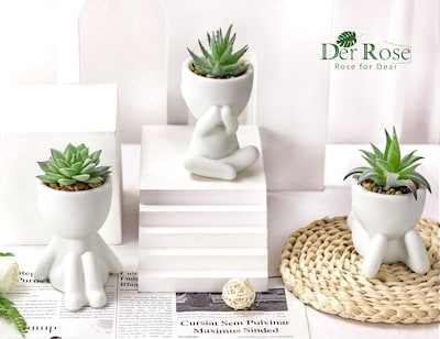 Foto 3 | Foto 3 | Set De Plantas Suculentas Artificiales De 3 Piezas Con Macetas Para Decoración Del Hogar - Venta Internacional.