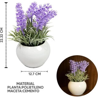 Foto 2 | Foto 2 | Maceta Lavanda Artificial Maceta Cerámica 20cm Hogar Oficina