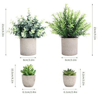 Foto 2 | Foto 2 | Plantas Artificiales Cewor Eucalipto Y Romero Suculentas 4 Unidades Con Macetas - Venta Internacional.