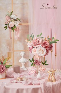 Foto 2 | Foto 2 | Flores Artificiales Serwalin Wedding Dusty Rose Silk X14 - Venta Internacional.