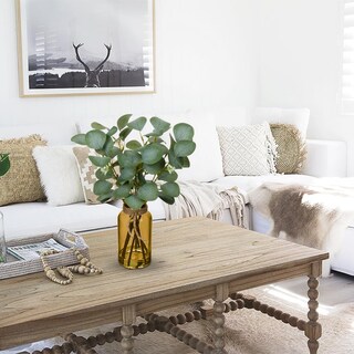 Foto 4 | Foto 4 | Jarrón Briful De 14 Pulgadas Con Tallos De Eucalipto Artificiales En Vidrio Ámbar - Venta Internacional.