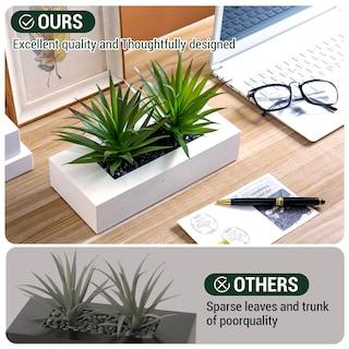 Foto 6 | Foto 6 | Maceta Mygift De Césped Artificial Con Plantas Artificiales En Madera Blanca - Venta Internacional.