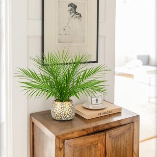 Foto 4 | Foto 4 | Planta Artificial Briful De Palma Sintética De 38 Cm Con Maceta De Color Blanco Dorado - Venta Internacional.