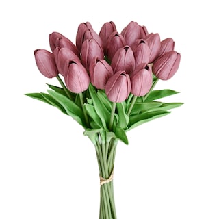 Foto 1 | Foto 1 | Tulipanes Artificiales Mandy's Flores Sintéticas De Poliuretano De Color Malva 20 Tallos - Venta Internacional.