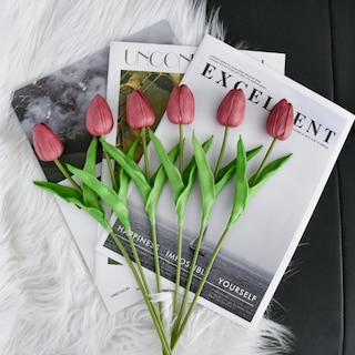 Foto 5 | Foto 5 | Tulipanes Artificiales Mandy's Flores Sintéticas De Poliuretano De Color Malva 20 Tallos - Venta Internacional.