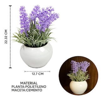 Foto 2 | Foto 2 | Lavanda Artificial en Maceta de Hojalata Jauz Blanco 22 cm