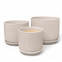 Set de 3 Macetas Ilios Innova Jt252-gri/kit de color Gris Cerámica