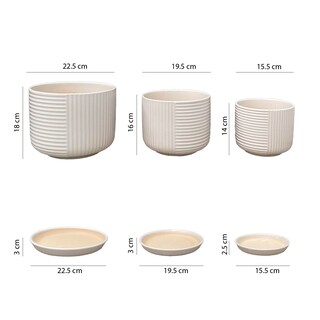 Foto 8 | Foto 8 | Set de 3 Macetas Ilios Innova Jt252-gri/kit de color Gris Cerámica