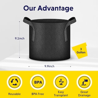 Foto 6 | Foto 6 | Macetas De Tela Plant Grow Bag Ipower De 3 Galones, 20 Unidades, Color Negro - Venta Internacional.