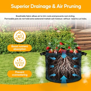 Foto 6 | Foto 6 | Macetas Grow Bags Simple Deluxe, 11,4 L, Paquete De 10, Color Negro - Venta Internacional.