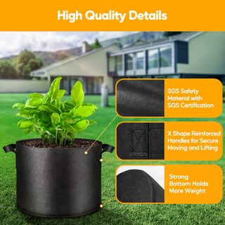 Foto 3 | Foto 3 | Grow Bags Simple Deluxe, 19 Litros, 12 Unidades, Tela No Tejida, Color Negro - Venta Internacional.