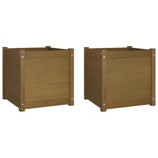 Foto 1 | Foto 1 | Maceta Cuadrada Vidaxl De Madera De Pino Maciza De 50 X 50 X 50 Cm Juego De 2 - Venta Internacional.