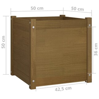 Foto 3 | Foto 3 | Maceta Cuadrada Vidaxl De Madera De Pino Maciza De 50 X 50 X 50 Cm Juego De 2 - Venta Internacional.