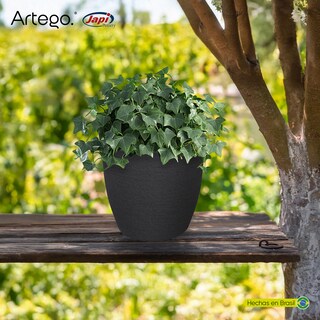 Foto 2 | Foto 2 | Maceta Moderna Para Exteriores Compacta De 20 Cm De Alto Deep Color Negro Lead De Polietileno Ultra Ligera Artego