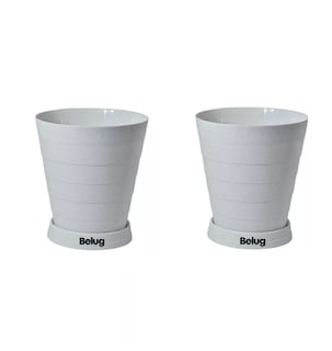 Foto 1 | Foto 1 | 2 Macetas Grandes Belug Moderna Minimalista Interior Exterior Plato, Blanco