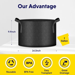 Foto 2 | Foto 2 | Grow Bags Ipower, Tela No Tejida De 26 Litros Con Asas De Nailon, Paquete De 24 Unidades - Venta Internacional.