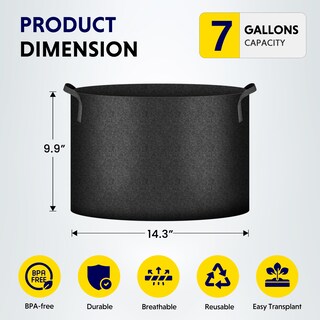 Foto 2 | Foto 2 | Paquete De 10 Bolsas De Cultivo Ipower De 7 Galones (26 Litros) Con Etiquetas Y Asas - Venta Internacional.