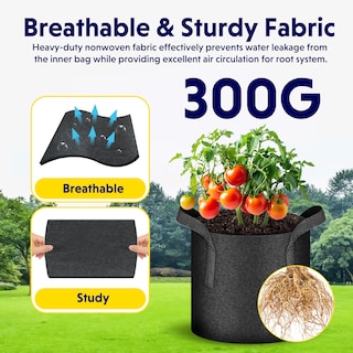 Foto 4 | Foto 4 | Bolsas De Cultivo Para Plantas Ipower, 20 Galones, Aireación No Tejida, Paquete De 5 - Venta Internacional.