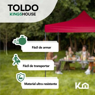 Foto 2 | Foto 2 | Toldo Carpa Plegable KingsHouse 300456 color Rojo Reforzado más Bolsa Transportadora Jardín