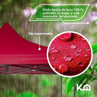 Foto 3 | Foto 3 | Toldo Carpa Plegable KingsHouse 300456 color Rojo Reforzado más Bolsa Transportadora Jardín