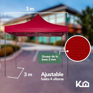 Foto 6 | Foto 6 | Toldo Carpa Plegable KingsHouse 300456 color Rojo Reforzado más Bolsa Transportadora Jardín