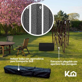 Foto 5 | Foto 5 | Toldo Carpa Impermeable KingsHouse 300458 color Negro Plegable Acero 2 X 2 M con Bolsa
