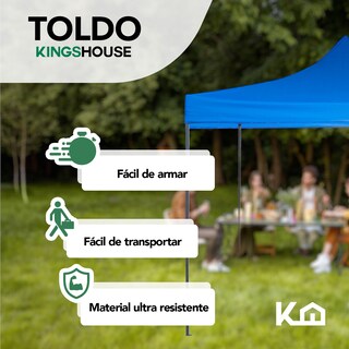 Foto 2 | Foto 2 | Toldo Plegable KingsHouse 293421 color Azul 3x6 m