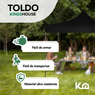 Foto 2 | Foto 2 | Toldo Plegable KingsHouse 293414 color Negro 3x3 m + Bolsa Transportadora
