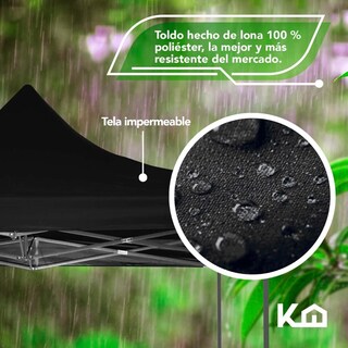 Foto 3 | Foto 3 | Toldo Plegable KingsHouse 293414 color Negro 3x3 m + Bolsa Transportadora