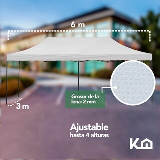Foto 6 | Foto 6 | Toldo Plegable KingsHouse 293422 color Blanco 3x6 m