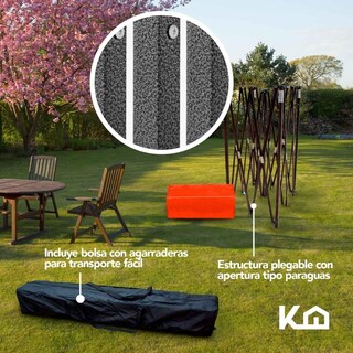 Foto 5 | Foto 5 | Toldo Carpa Plegable Reforzado + Bolsa Transportadora Jardín KingsHouse color Naranja