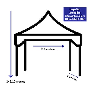 Foto 2 | Foto 2 | Toldo Reforzado Ag innovaciones Tipo Carpa Plegable 3x3 color Azul